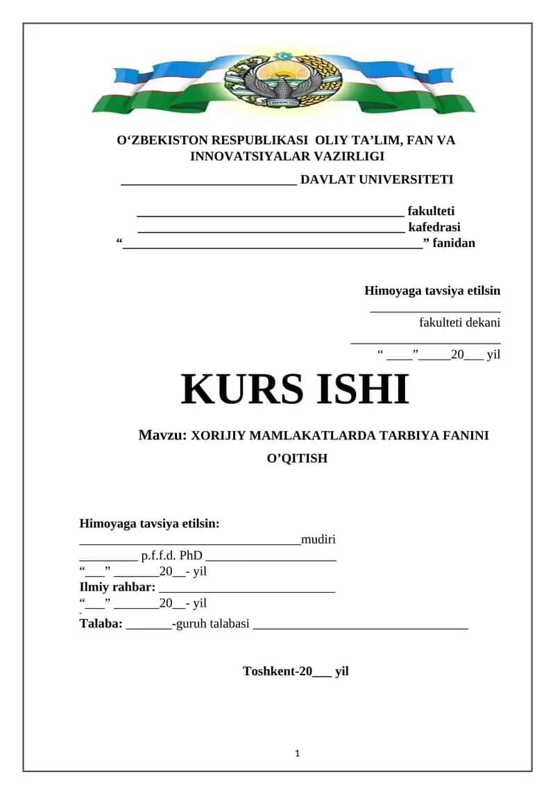XORIJIY MAMLAKATLARDA TARBIYA FANINI O’QITISH 1