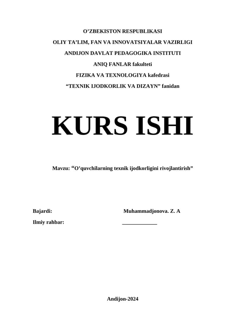 O’quvchilarning texnik ijodkorligini rivojlantirish 1