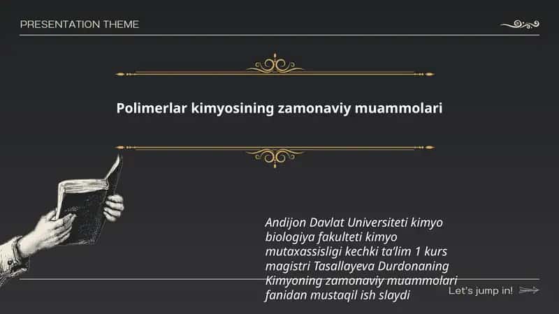 Polimerlar kimyosining zamonaviy muammolari 1