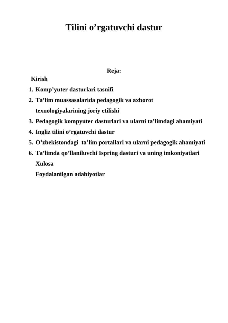 Ingliz tilini o'rgatuvchi dastur 1