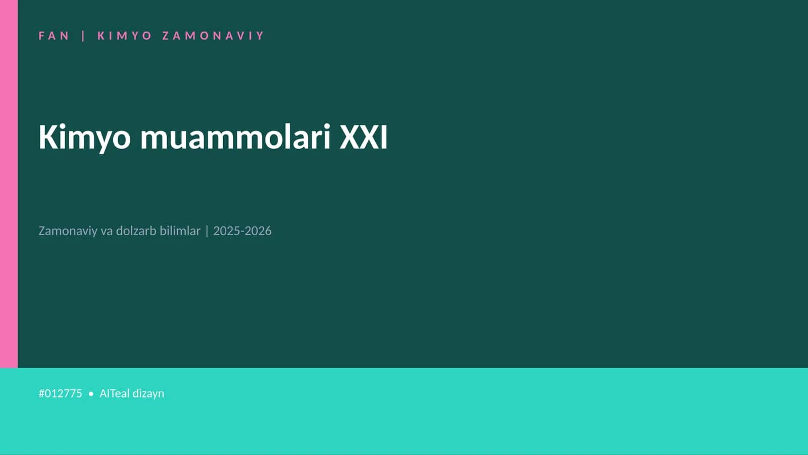 Kimyo muammolari XXI 1