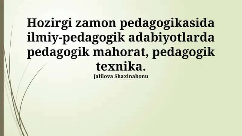 Pedagogik mahorat va texnika 1
