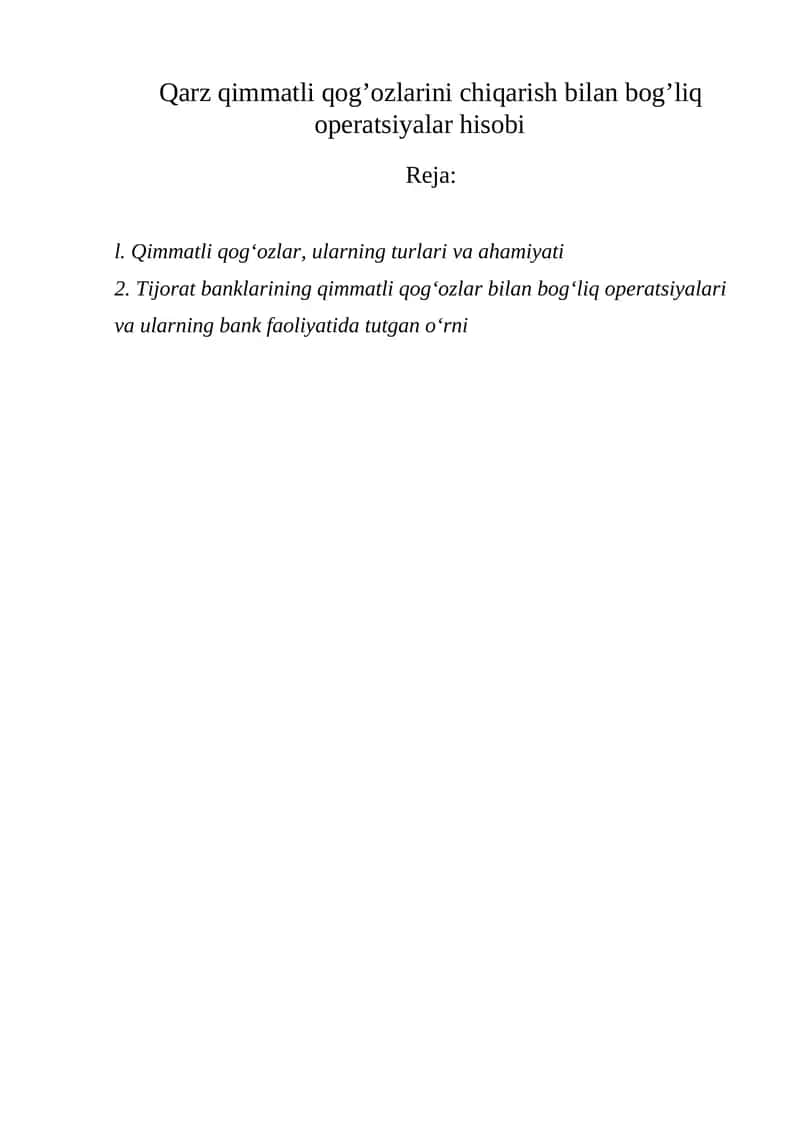 Qimmatli qog‘ozlar 1