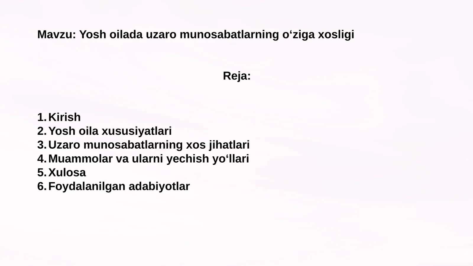 Yosh oilada uzar omonosabatlarning o‘ziga xosligi 1
