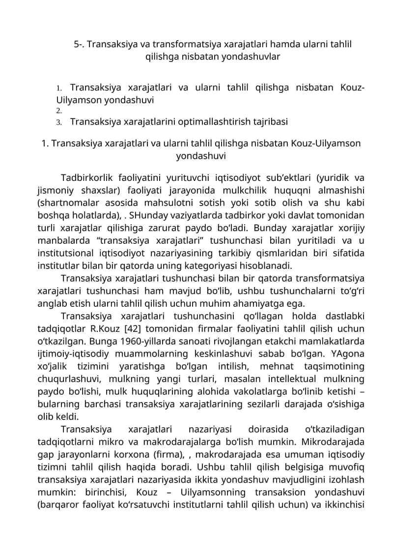 Transaksiya va transformatsiya xarajatlari 1