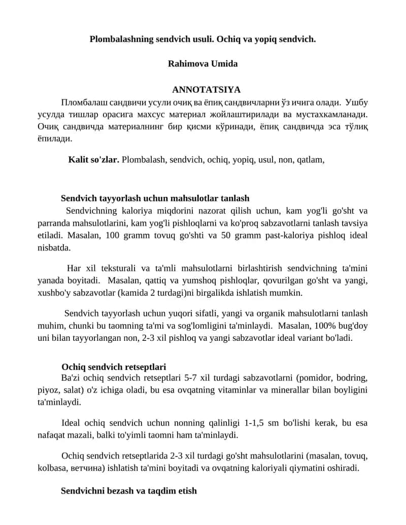 Plombalashning sendvich usuli 1