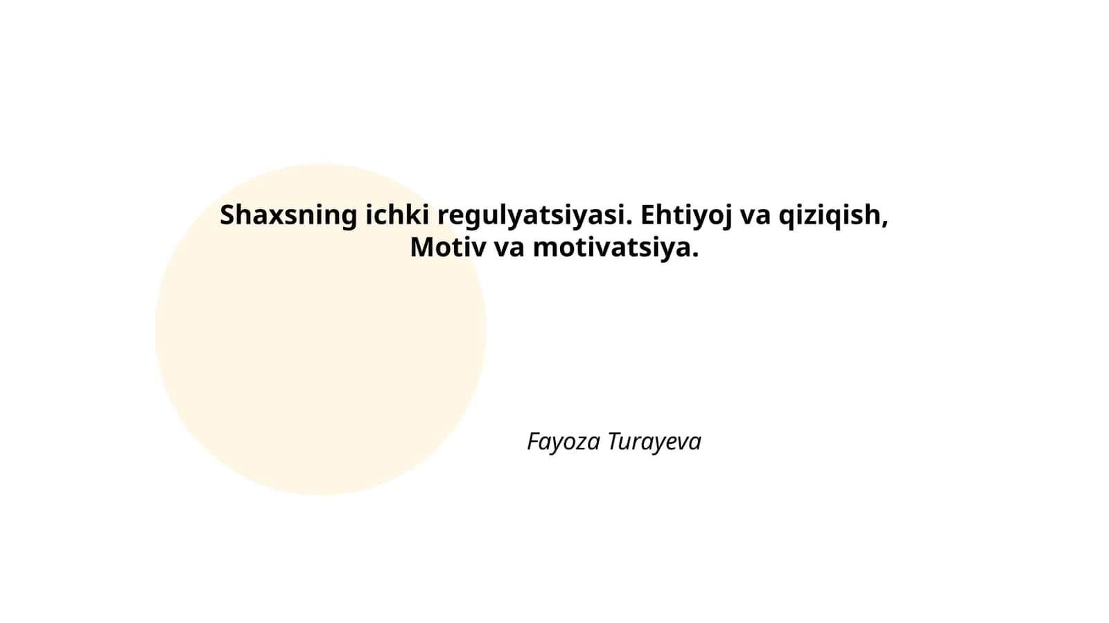Shaxsning ichki regulyatsiyasi 1