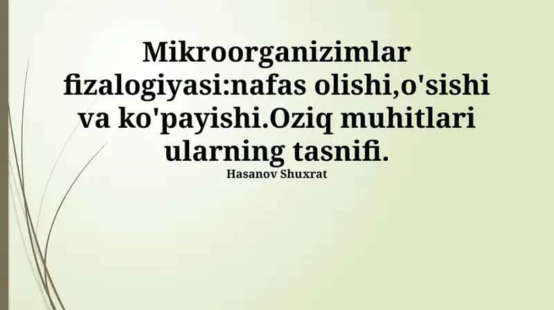 Mikroorganizm fizilogiyasi 1