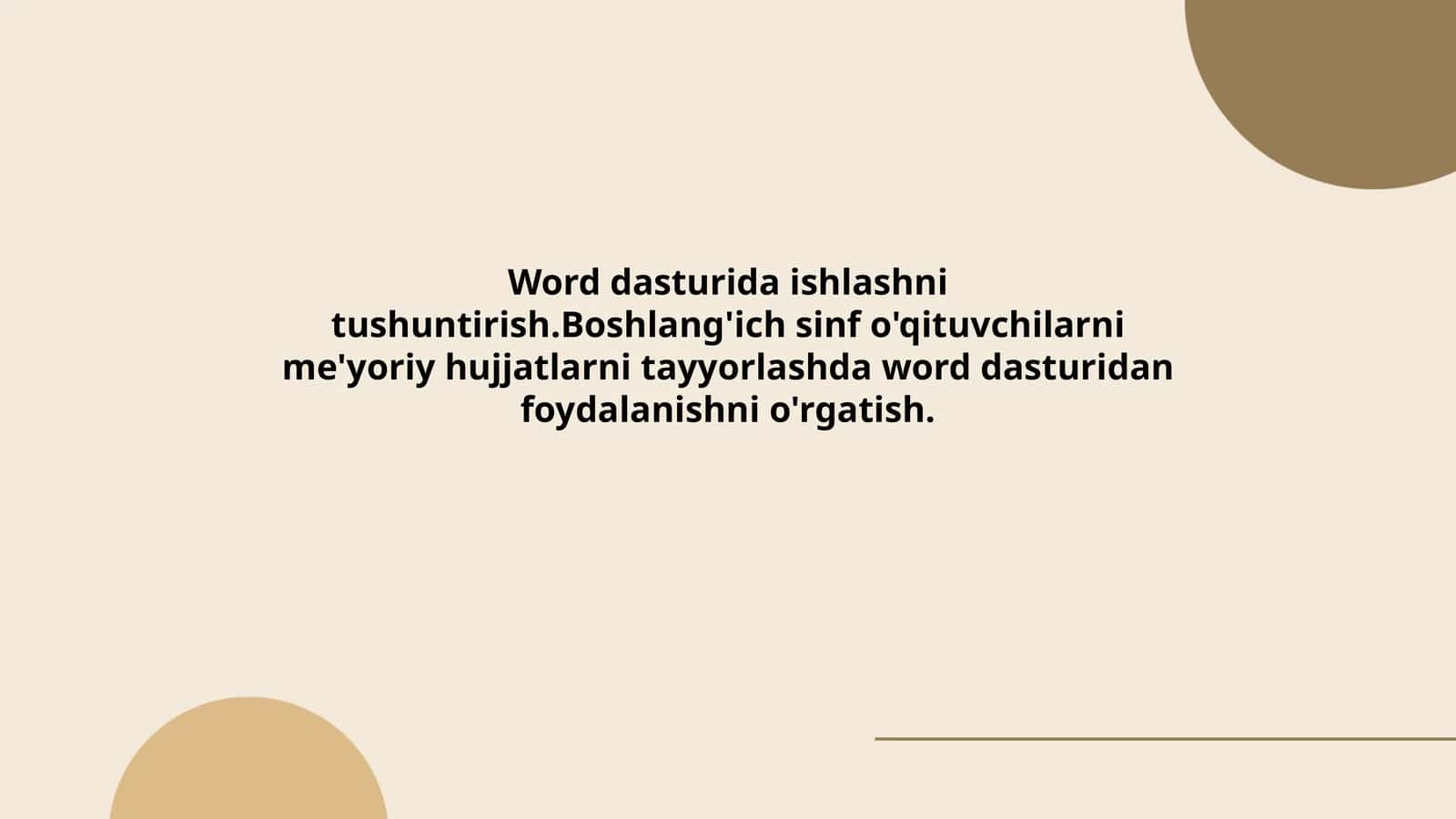 Word dasturida ishlashni tushuntirish 1