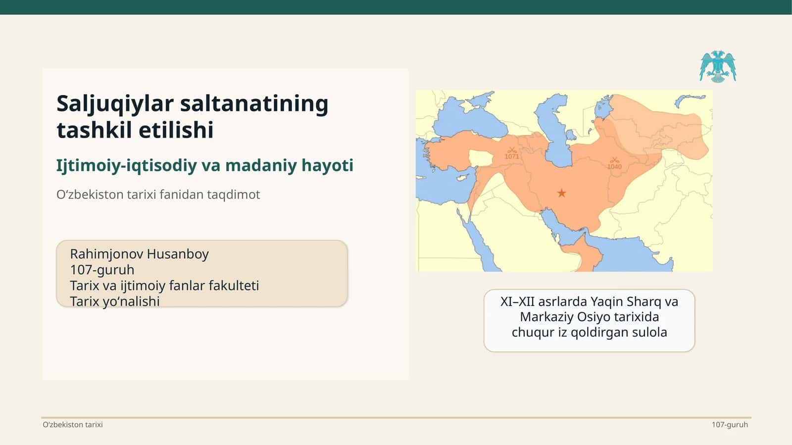 Saljuqiylar saltanatining tashkil etilishi 1