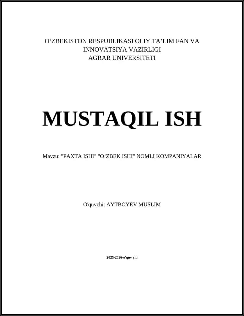 Paxta Ishi 1