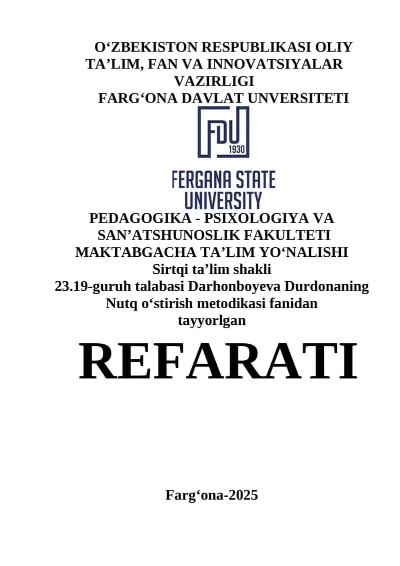 Nutq o‘stirish metodikasi 1