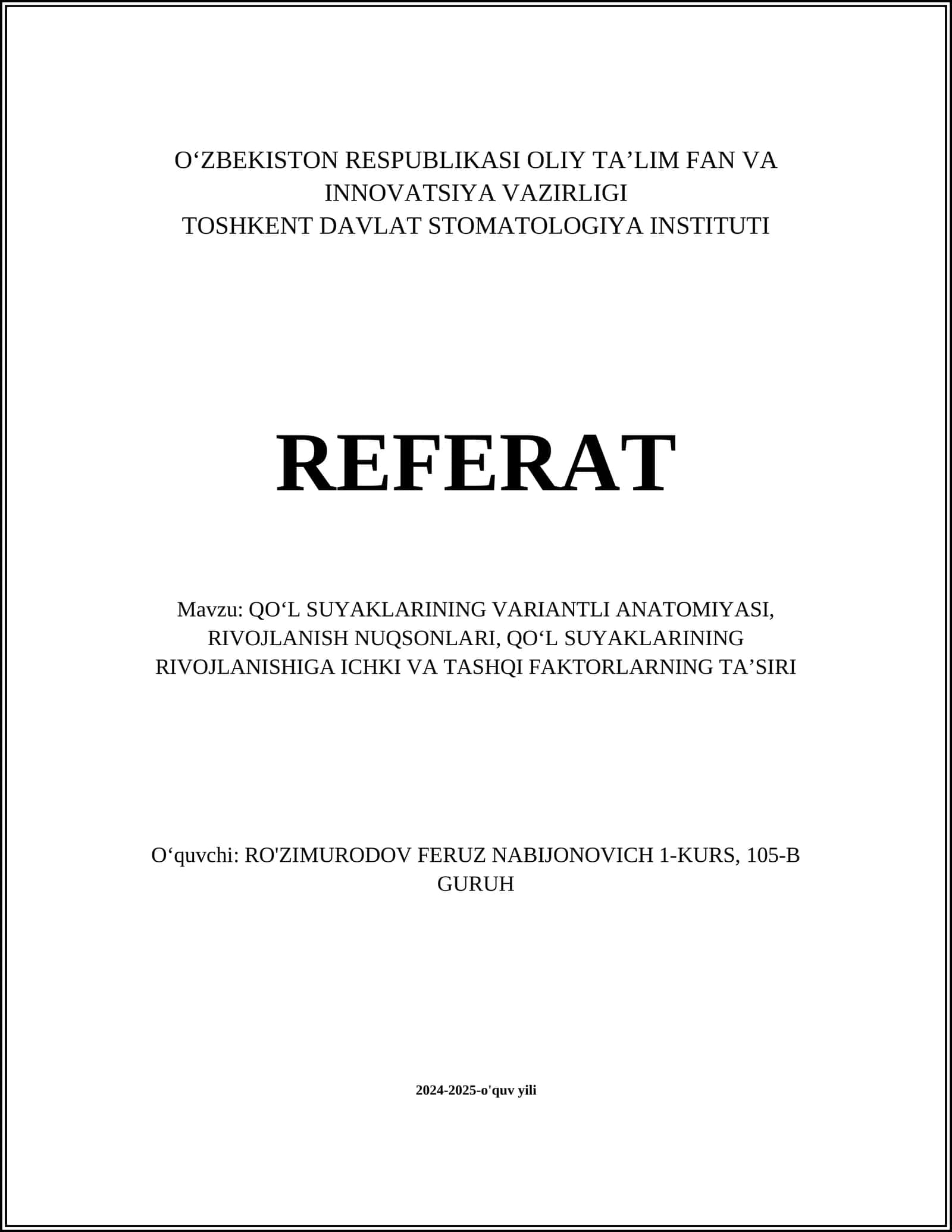 QO‘L SUYAKLARINING VARIANTLI ANATOMIYASI 1