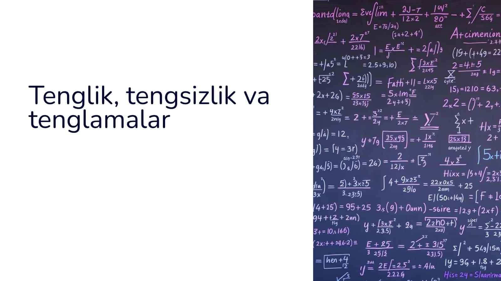 Tenglik, tengsizlik va tenglamalar 1