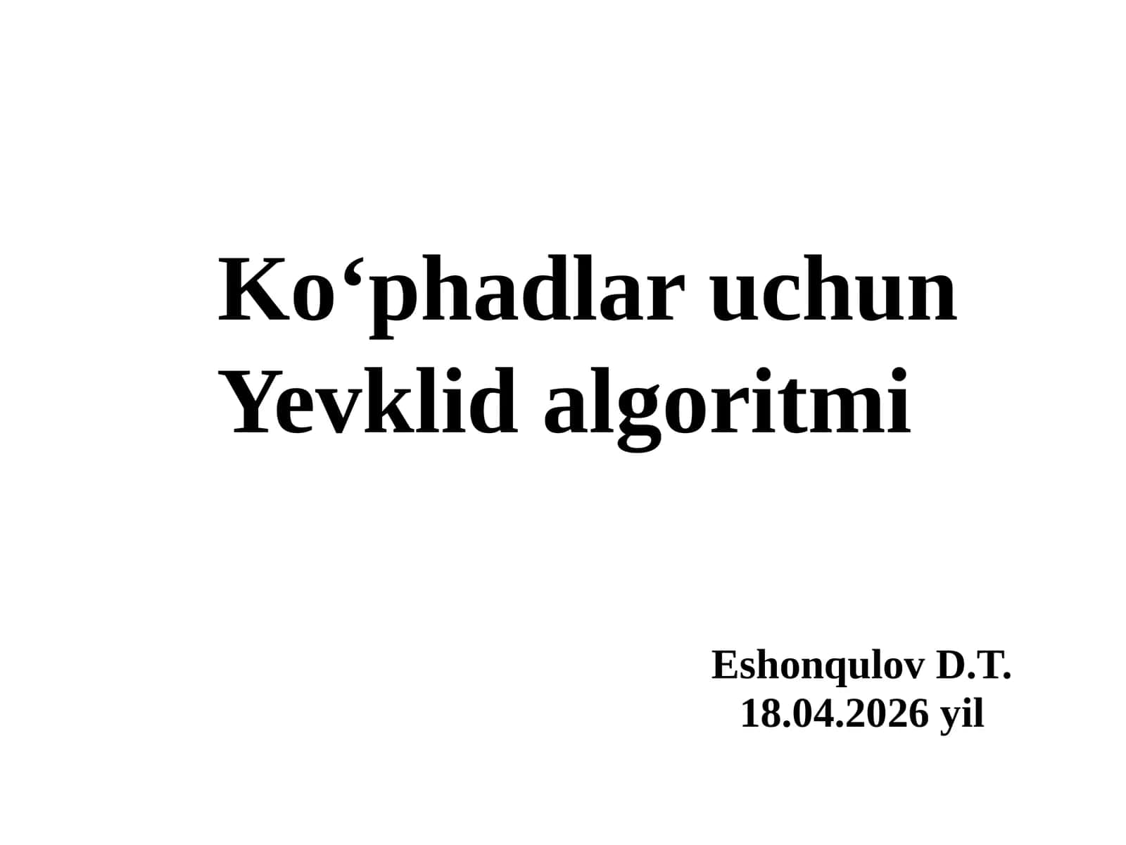 Ko‘phadlaruchun Yevklidalgoritmi 1