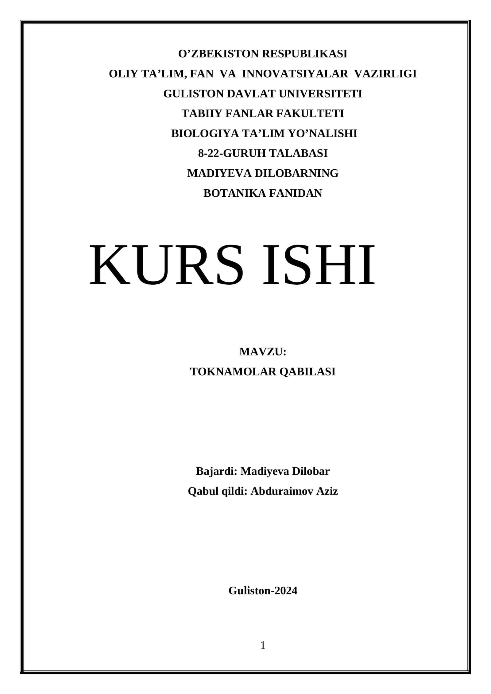 TOKNAMOLAR QABILASI 1