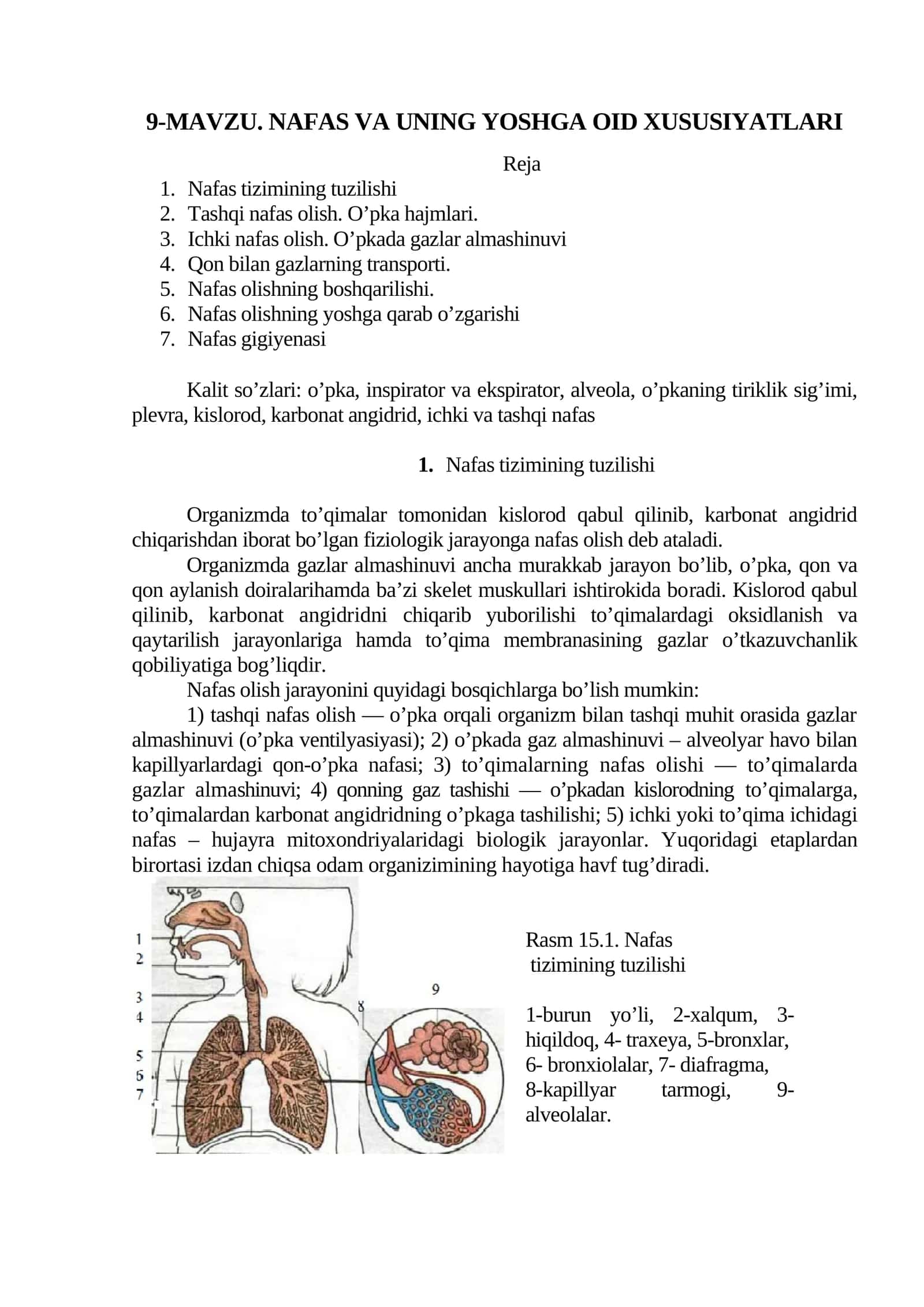 9-mavzu. Nafas va uning yoshga oid xususiyatlari 1