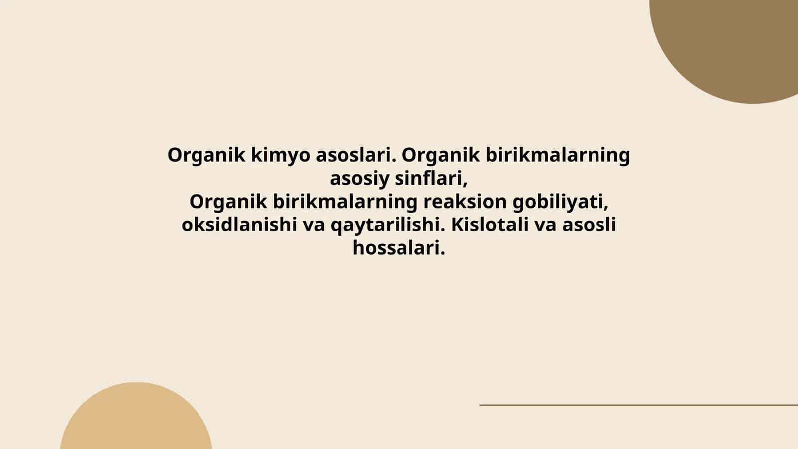 Organik Kimyo Asoslari 1
