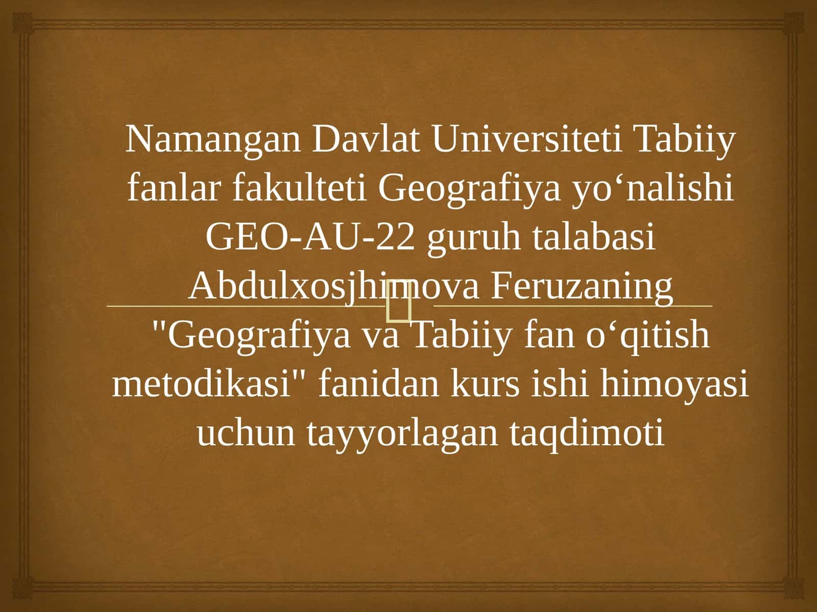 Geografiya va Tabiiy fan o'qitish metodikasi 1