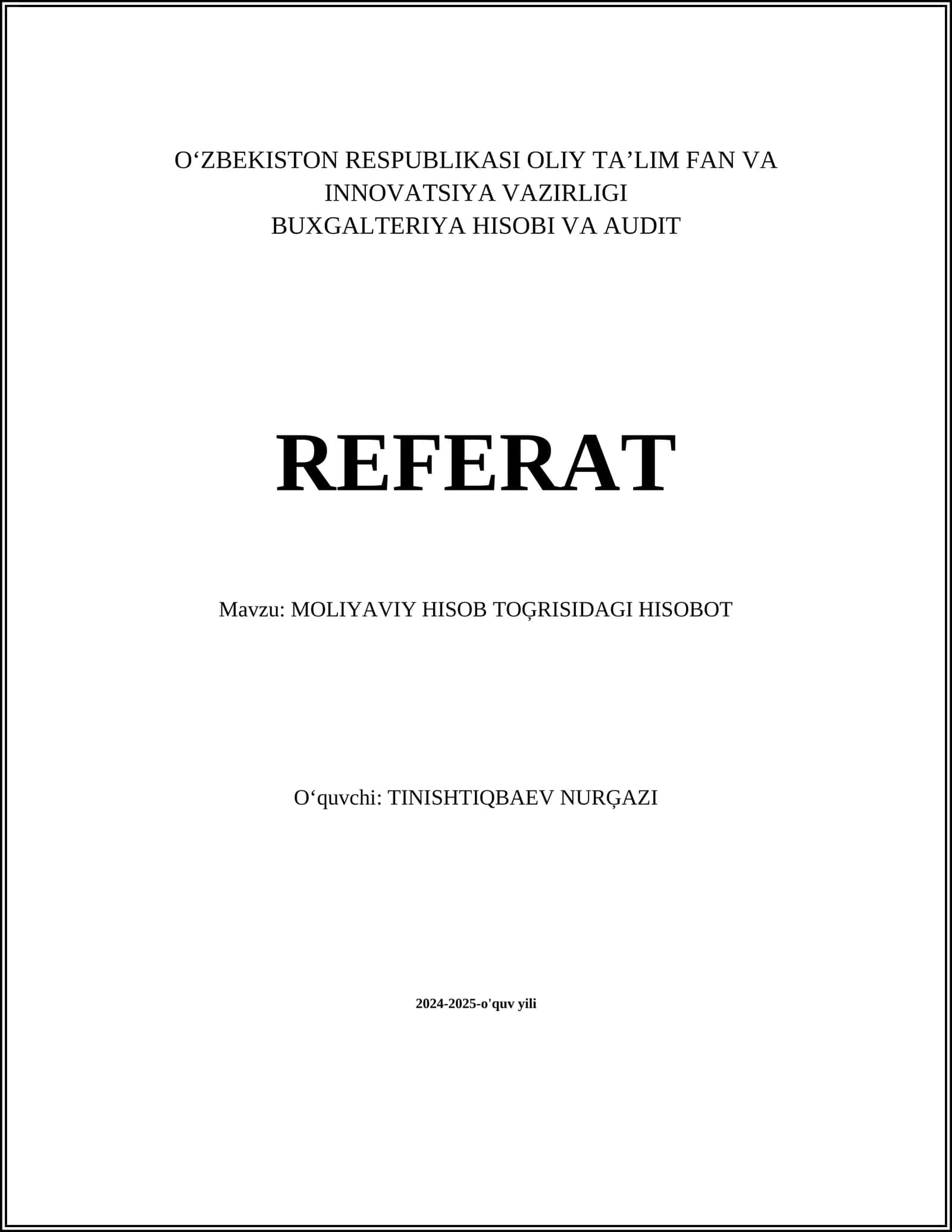 Moliyaviy hisobot tuzilishi 1