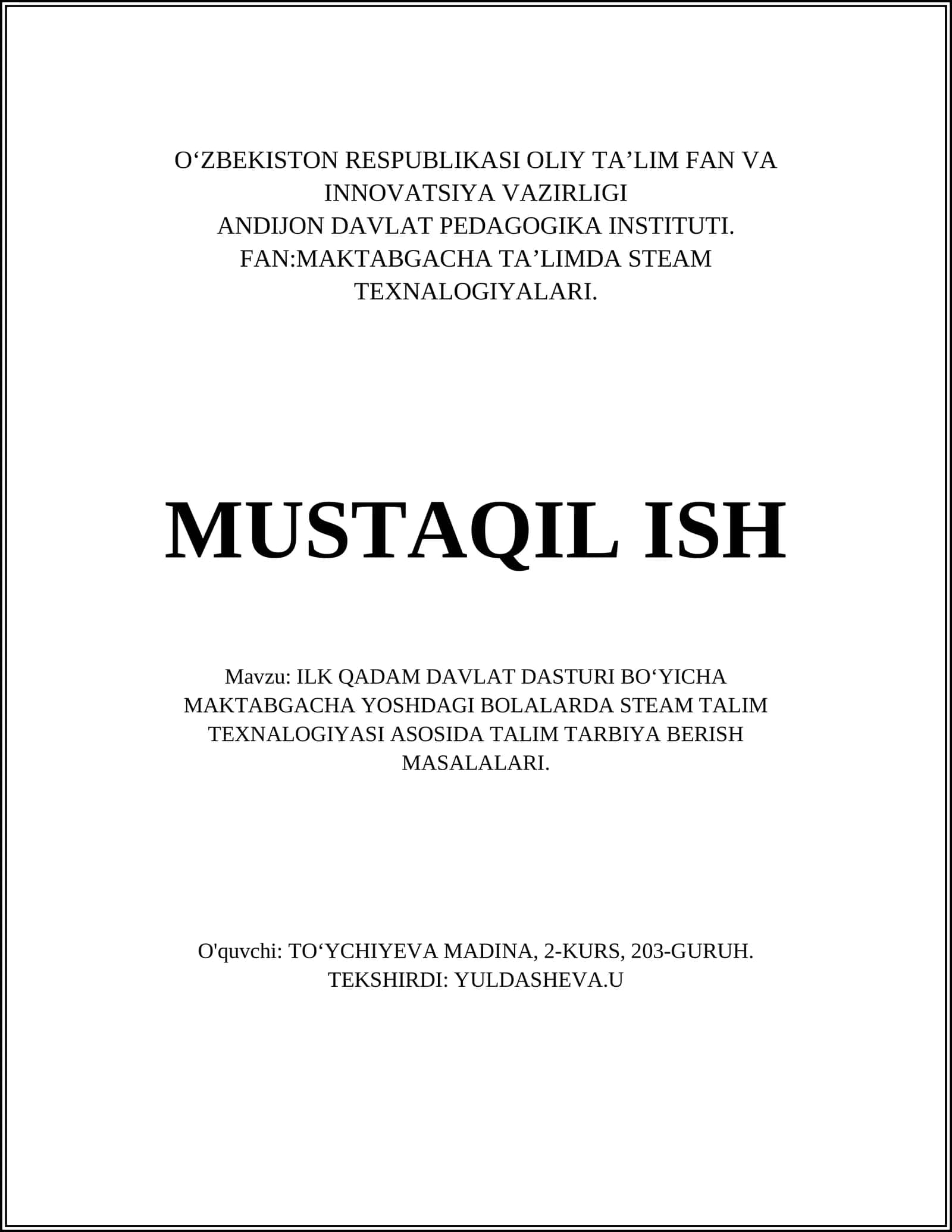 STEAM TA’LIM TEXNOLOGIYALARI 1