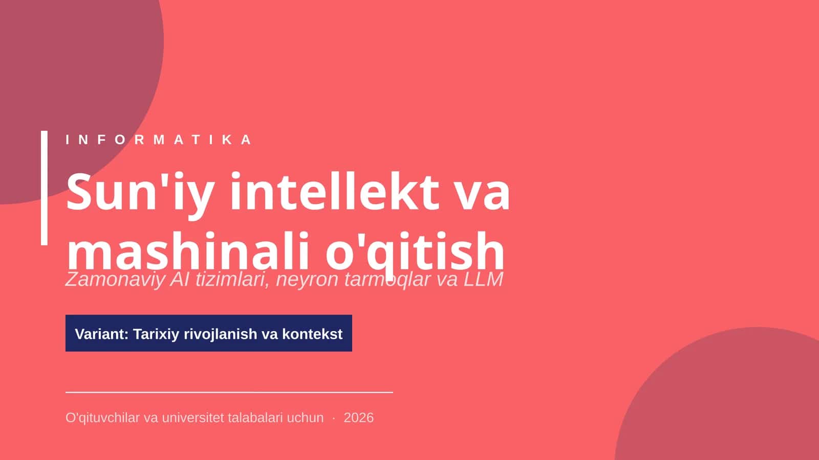 Sun'iy intellekt va mashinali o'qitish 1