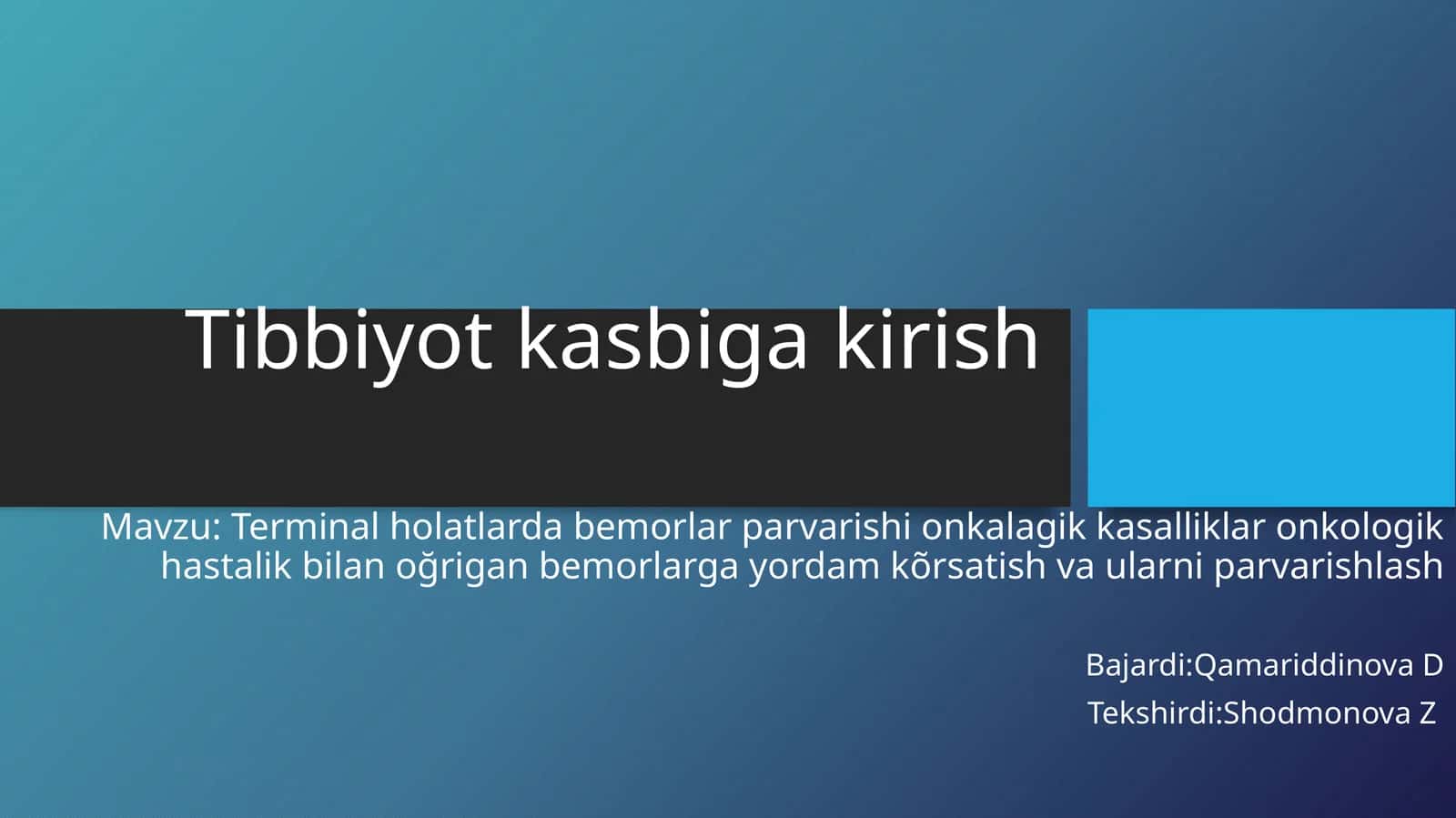 Tibbiyotkasbigakirish 1