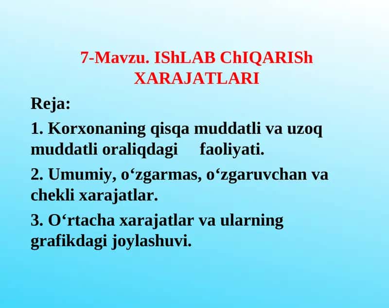 IShLAB ChIQARISh XARAJATLARI 1
