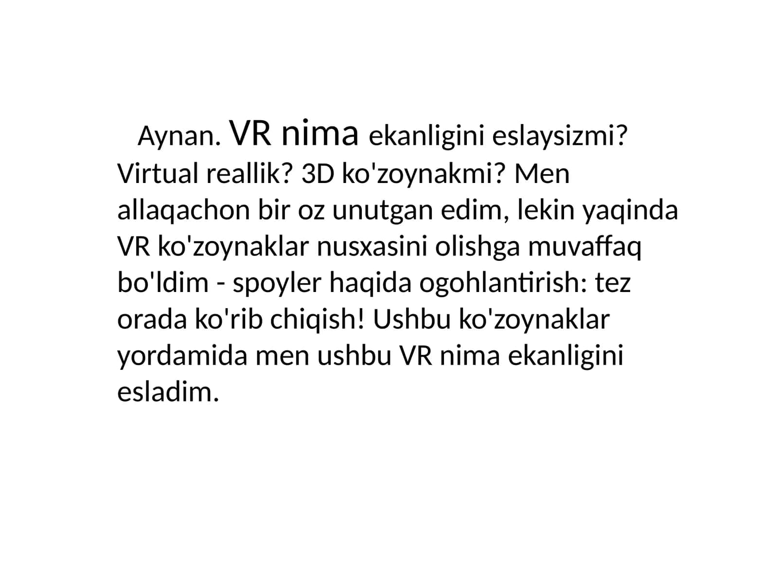 Virtual reallik va 3D ko'zoynaklar 1
