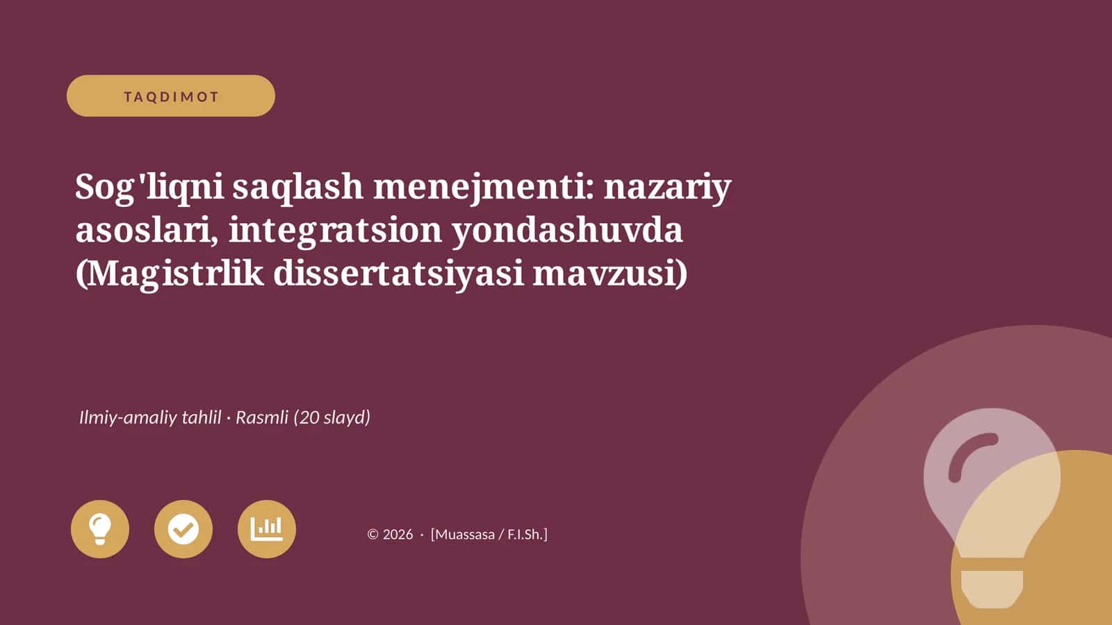 Sog'liqni saqlash menejmenti: nazariy asoslari, integratsion yondashuvda 1