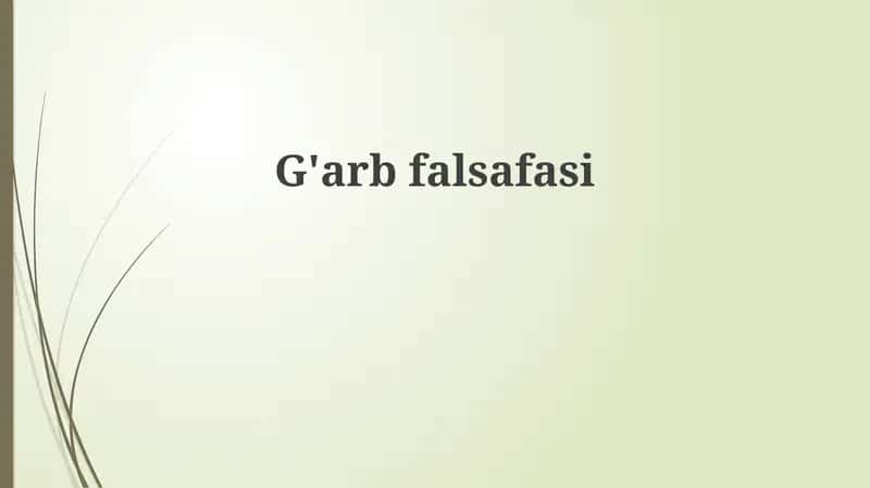 G'arb falsafasi 1