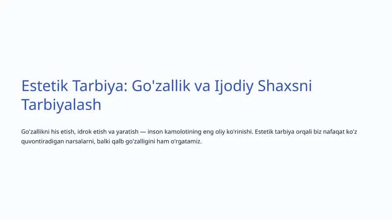 Estetik Tarbiya 1