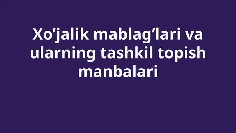 Xo’jalik mablag’lari va ularning tashkil topish manbalari 1