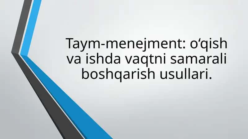 Vaqtni boshqarish 1