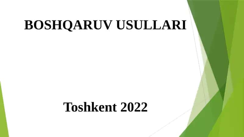 BOSHQARUV USULLARI 1