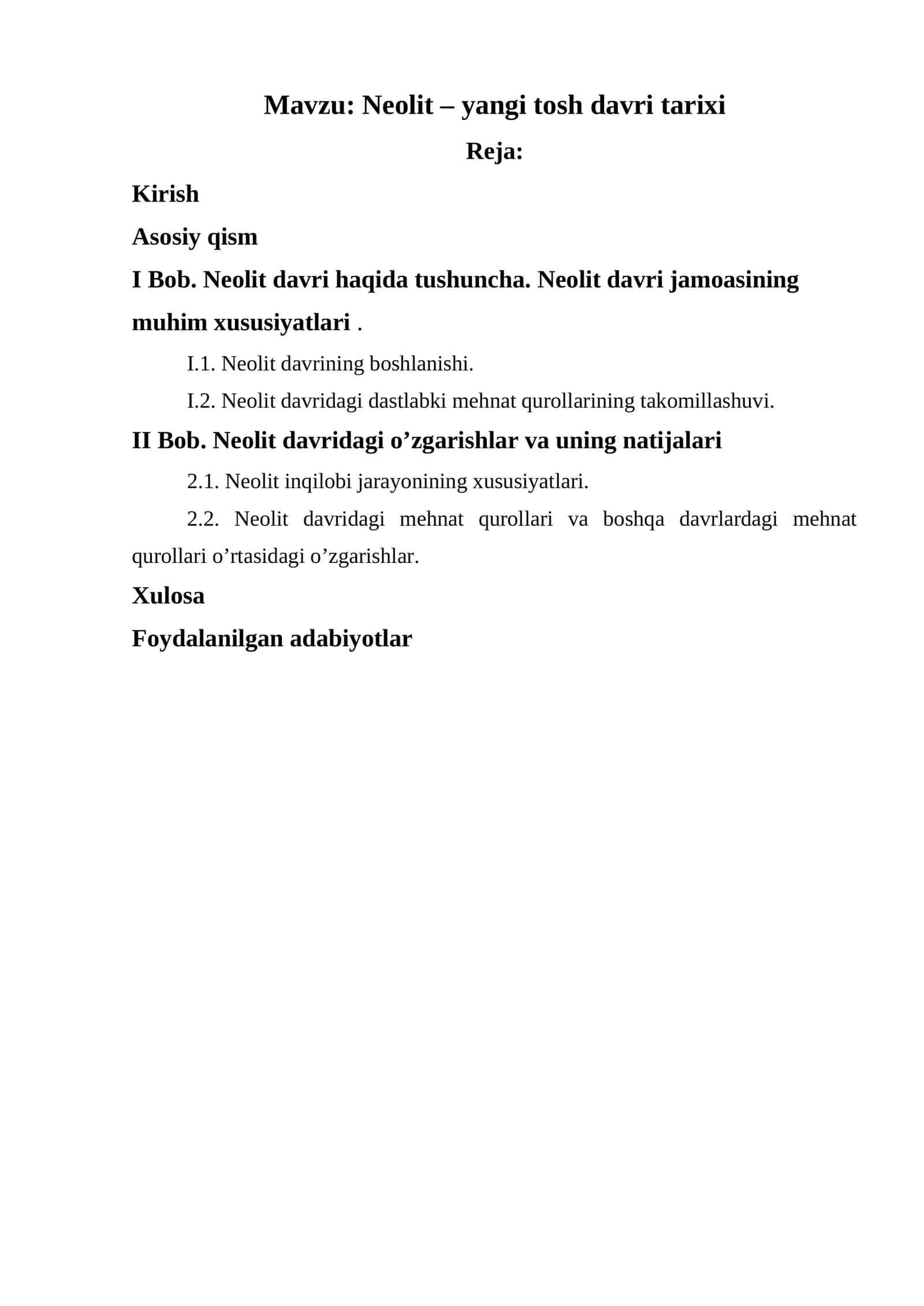 Neolit – yangi tosh davri tarixi 1