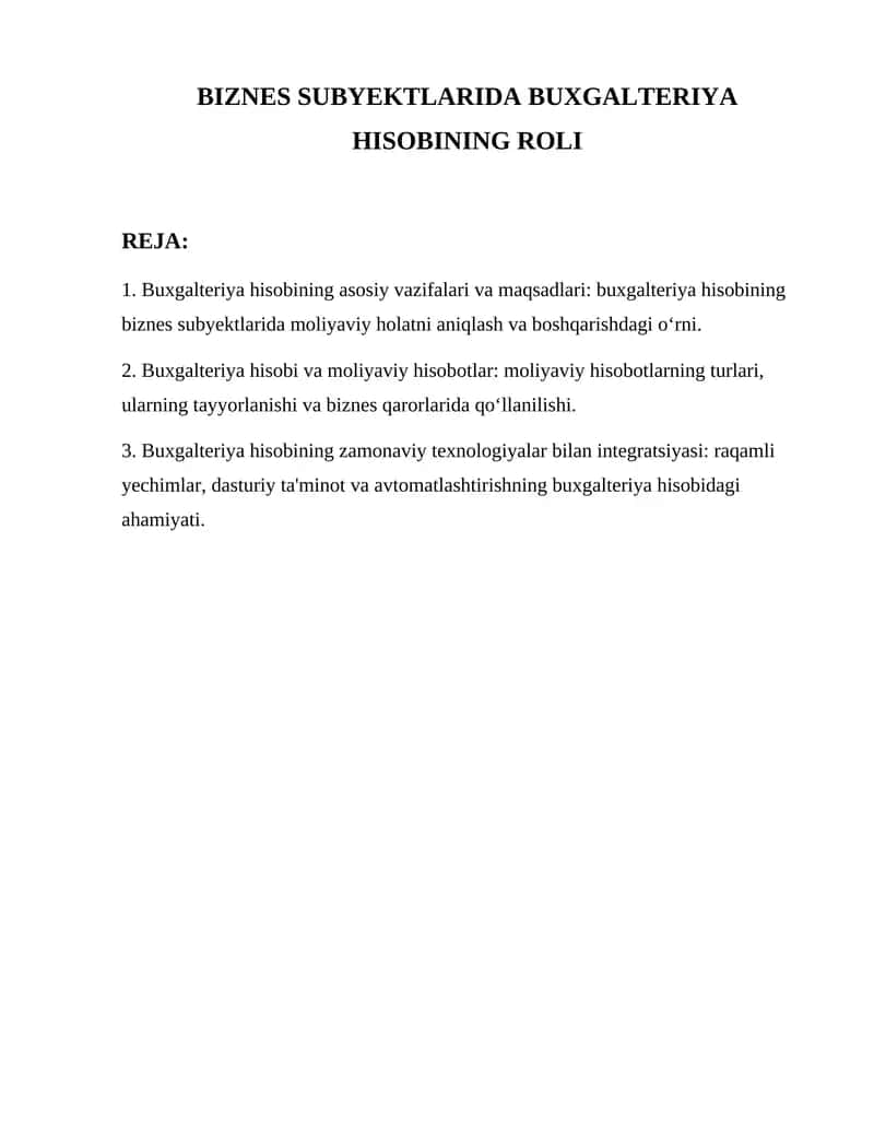 Buxgalteriya hisobi va moliyaviy hisobotlar 1