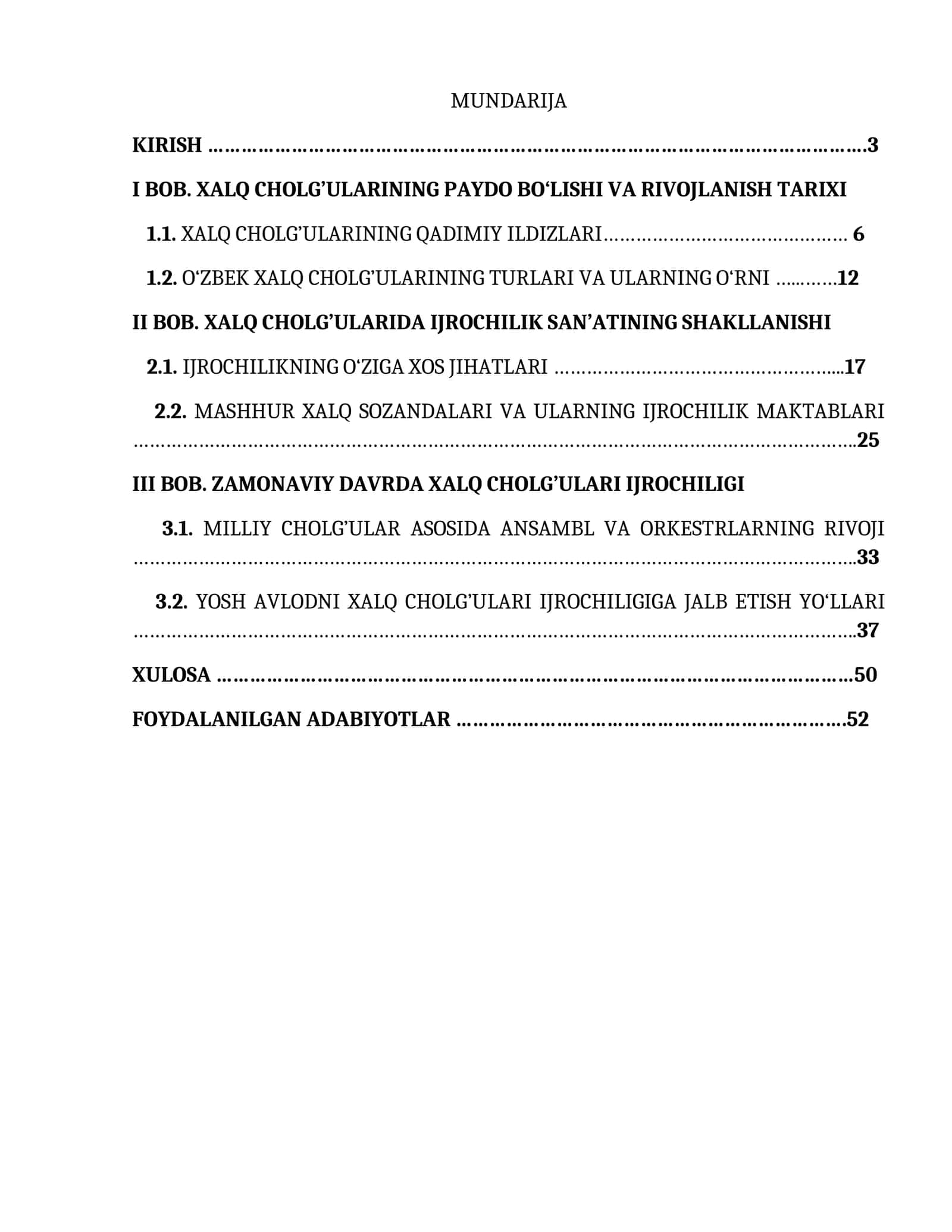 Xalq cholg’ularida ijrochilik haqida ma‘lumotlar 1