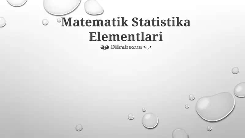 Matematik Statistika Elementlari 1