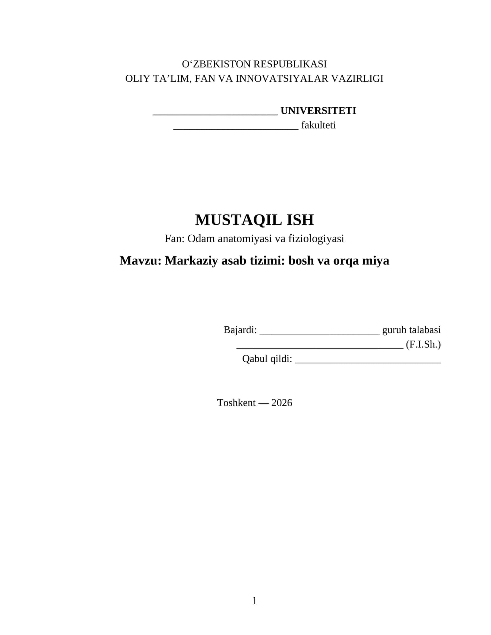 Odam anatomiyasi va fiziologiyasi 1