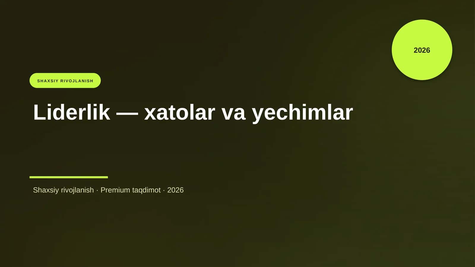 Liderlik — xatolar va yechimlar 1