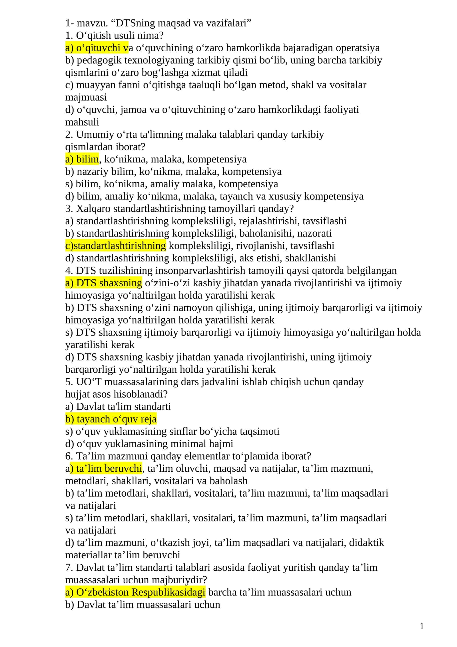 DMTT va Maktab direktorlari uchun menejerlik test lari javoblari 1-TEST KITOBCHA 1