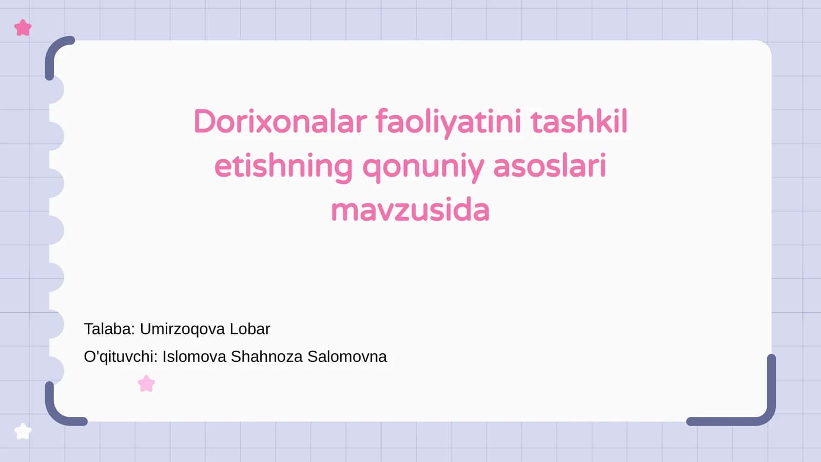 Dorixonalar faoliyatini tashkil etishning qonuniy asoslari mavzusida 1