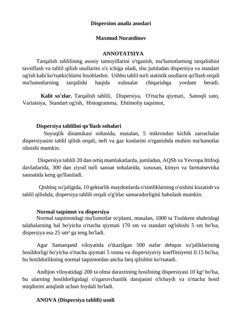Dispersion analiz asoslari 1