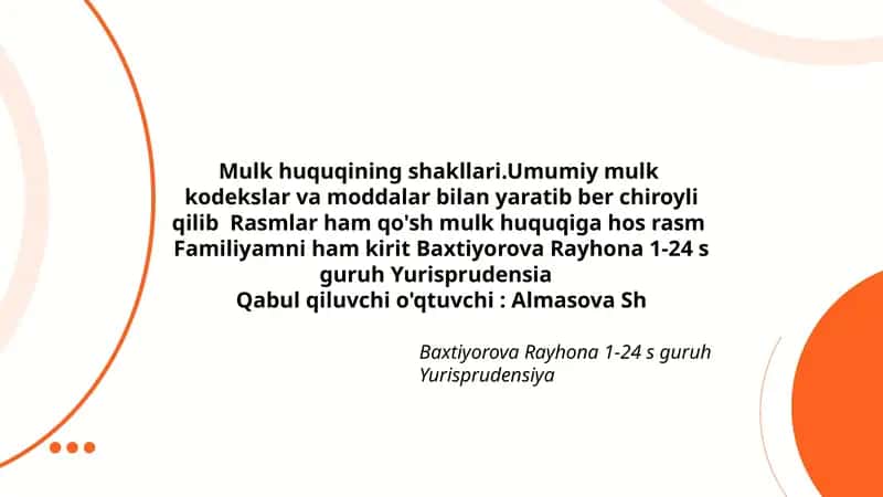 Mulk huquqining shakllari 1