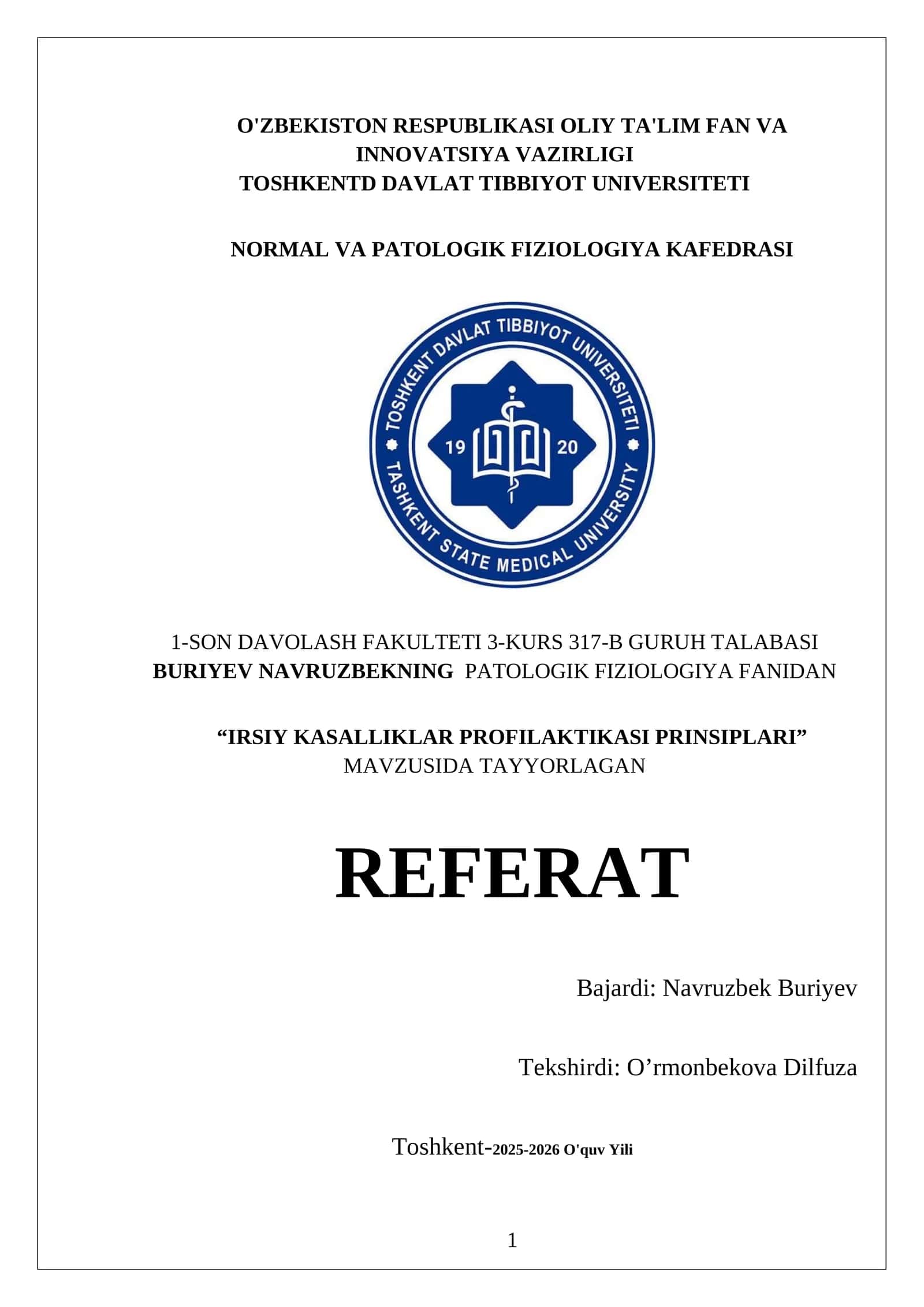 IRSIY KASALLIKLAR PROFILAKTIKASI PRINSIPLARI 1
