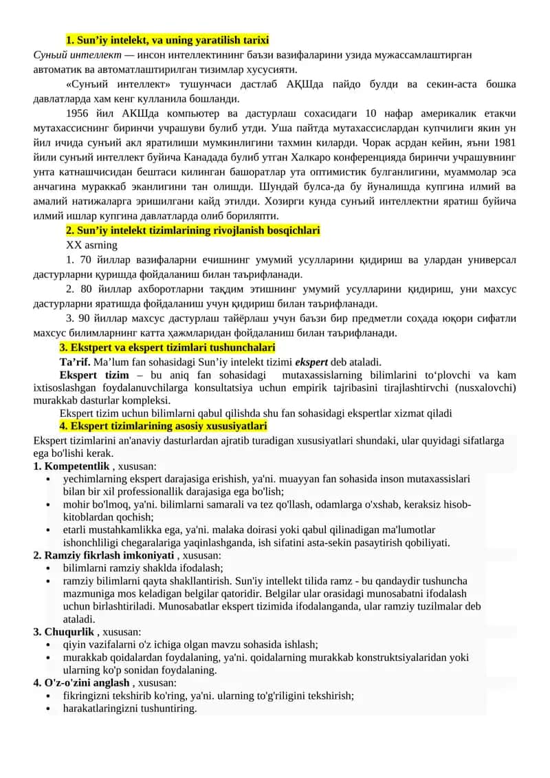 Sun’iy intelekt, va uning yaratilish tarixi 1