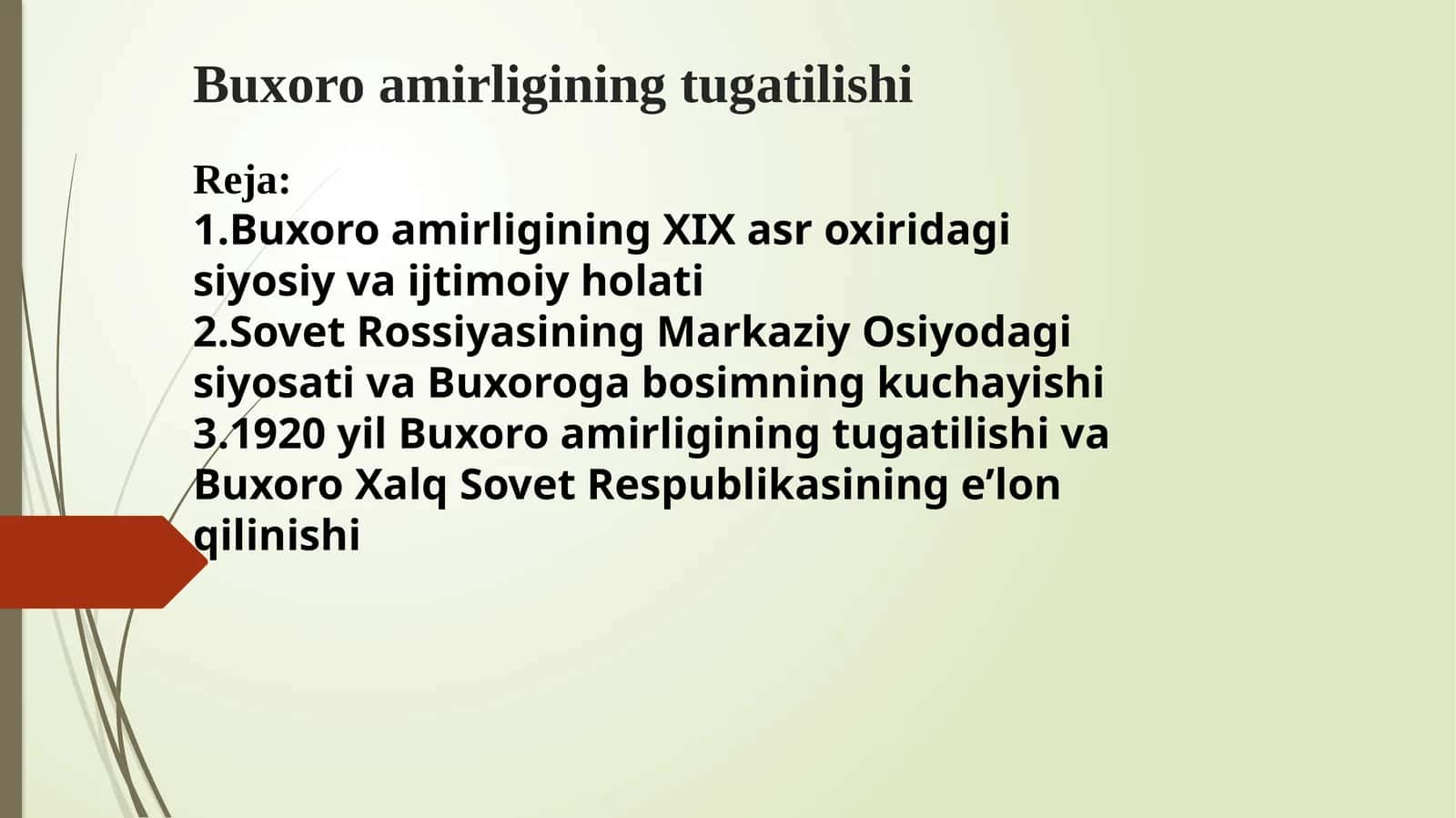 Buxoro amirligining tugatilishi 1