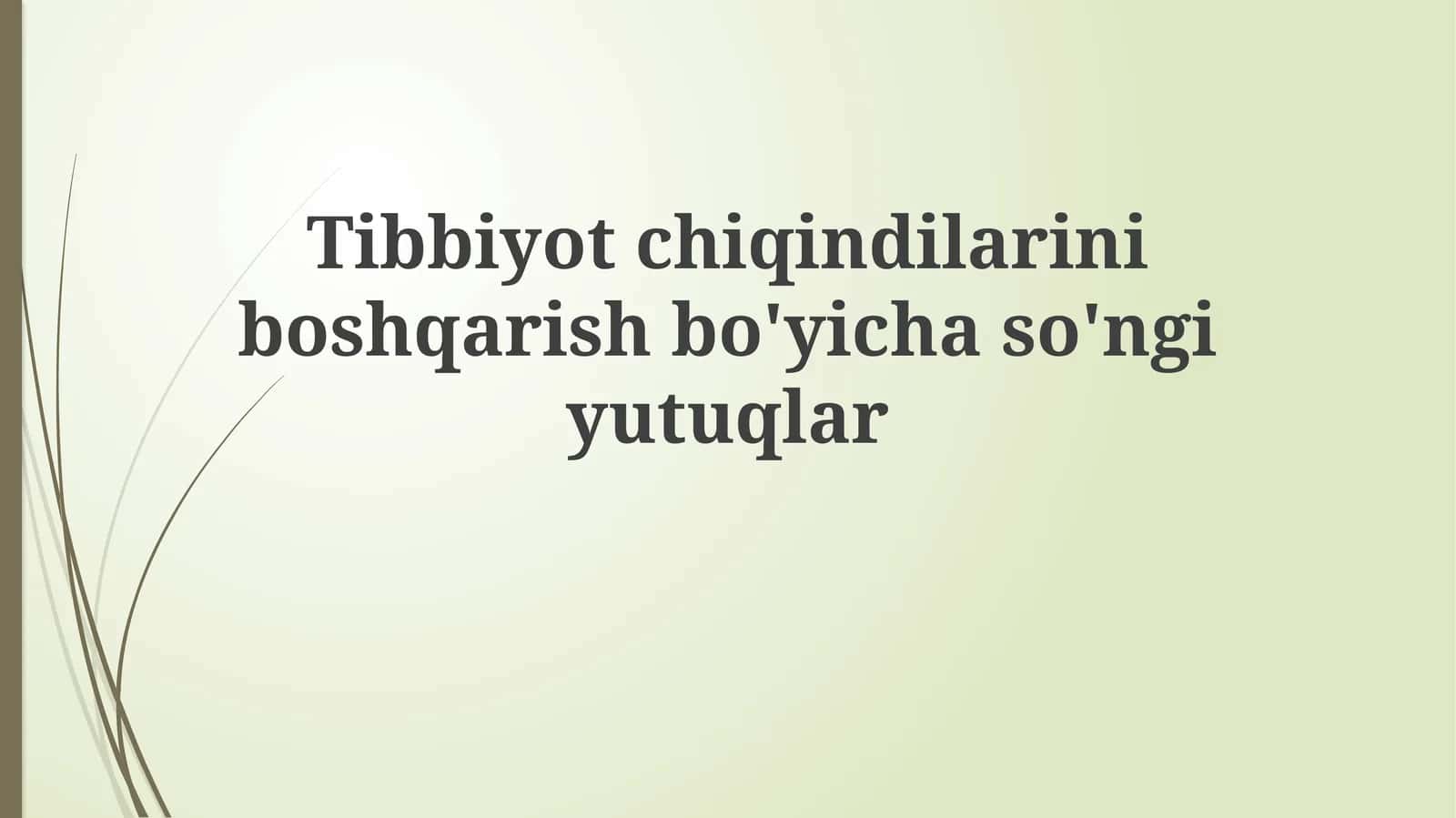 Tibbiyot chiqindilari boshqarish 1
