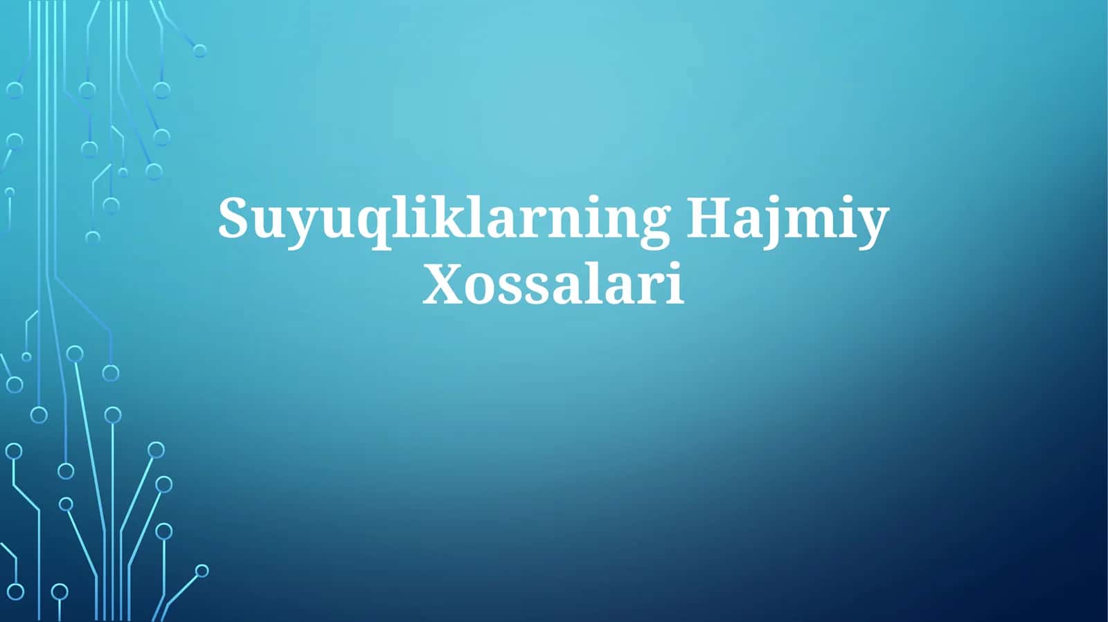 Suyuqliklarning Hajmiy Xossalari 1